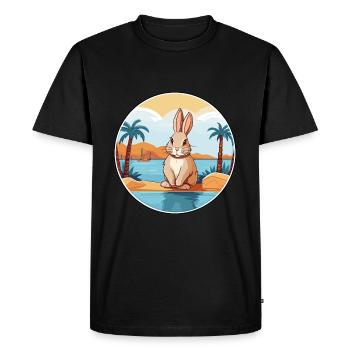 Lapin aquarelle dessin animé Kawaii Clipart Animal - T-shirt Premium bio Homme - noir - Devant - Nico (187cm)