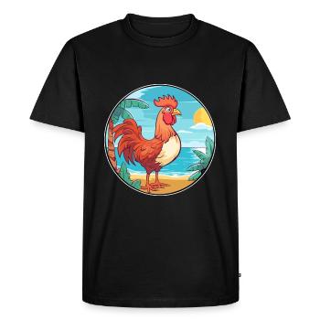 Rooster Watercolor Cartoon Kawaii Clipart Animal - Men's Premium Organic T-Shirt - black - Front - Nico (187cm)