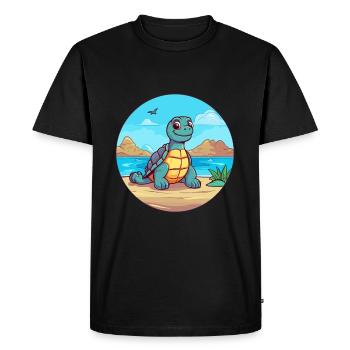 Turtle Watercolor Cartoon Kawaii Clipart Animal - Men's Premium Organic T-Shirt - black - Front - Nico (187cm)