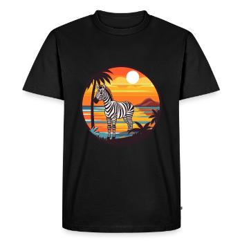 Zebra Watercolor Cartoon Kawaii Clipart Animal - Men's Premium Organic T-Shirt - black - Front - Nico (187cm)