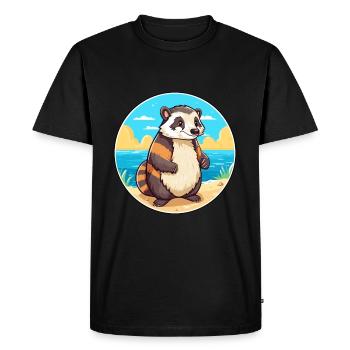 Blaireau Aquarelle Dessin Animé Kawaii Clipart Animal - T-shirt Premium bio Homme - noir - Devant - Nico (187cm)