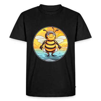 Bee Watercolor Cartoon Kawaii Clipart Animal - Men's Premium Organic T-Shirt - black - Front - Nico (187cm)