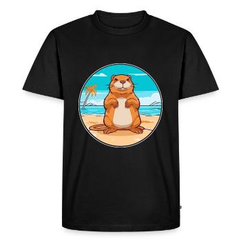 Gopher Aquarelle Dessin Animé Kawaii Clipart Animal - T-shirt Premium bio Homme - noir - Devant - Nico (187cm)