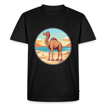 Camel Watercolor Cartoon Kawaii Clipart Animal - Men's Premium Organic T-Shirt - black - Front - Nico (187cm)