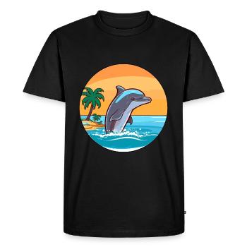 Dauphin aquarelle dessin animé Kawaii Clipart Animal - T-shirt Premium bio Homme - noir - Devant - Nico (187cm)
