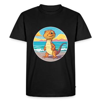 Lizard Watercolor Cartoon Kawaii Clipart Animal - Men's Premium Organic T-Shirt - black - Front - Nico (187cm)