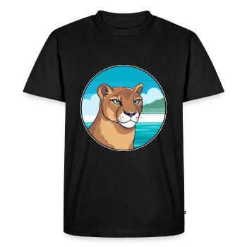 Cougar aquarelle dessin animé Kawaii Clipart Animal - T-shirt Premium bio Homme - noir - Devant - Nico (187cm)