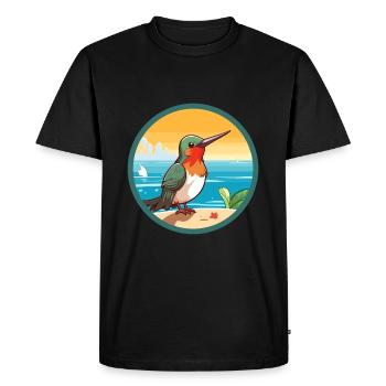 Colibri aquarelle dessin animé Kawaii Clipart animal de compagnie - T-shirt Premium bio Homme - noir - Devant - Nico (187cm)