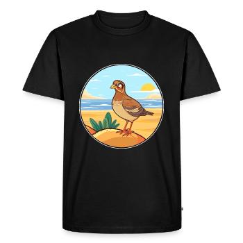 Partridge Watercolor Cartoon Kawaii Clipart Animal - Men's Premium Organic T-Shirt - black - Front - Nico (187cm)