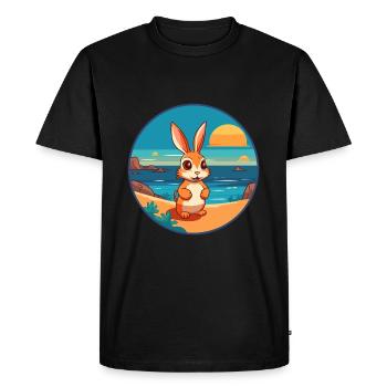 Lapin aquarelle dessin animé Kawaii Clipart Animal - T-shirt Premium bio Homme - noir - Devant - Nico (187cm)