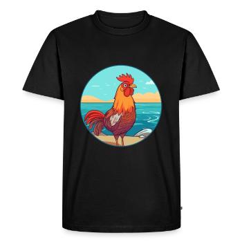 Rooster Watercolor Cartoon Kawaii Clipart Animal - Men's Premium Organic T-Shirt - black - Front - Nico (187cm)