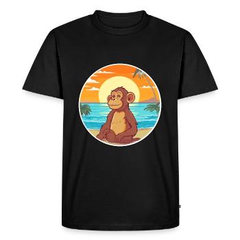 Monkey Watercolor Cartoon Kawaii Clipart Animal - Men's Premium Organic T-Shirt - black - Front - Nico (187cm)