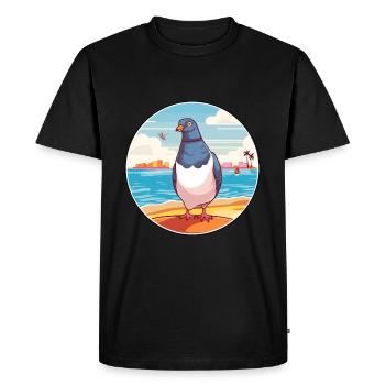 Pigeon aquarelle dessin animé kawaii clipart animal - T-shirt Premium bio Homme - noir - Devant - Nico (187cm)