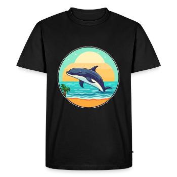 Baleine aquarelle dessin animé Kawaii Clipart Animal - T-shirt Premium bio Homme - noir - Devant - Nico (187cm)