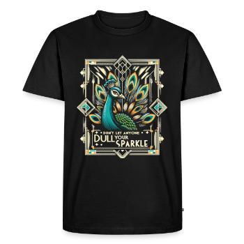 Paon Art déco : Splendeur élégante - T-shirt Premium bio Homme - noir - Devant - Nico (187cm)