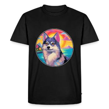 Alaskan Klee Kai Dog Breed Colorful Cartoon Waterc - Men's Premium Organic T-Shirt - black - Front - Nico (187cm)