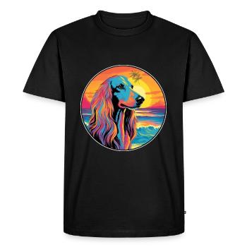 Afghan Hound chien race coloré dessin animé aquarelle - T-shirt Premium bio Homme - noir - Devant - Nico (187cm)