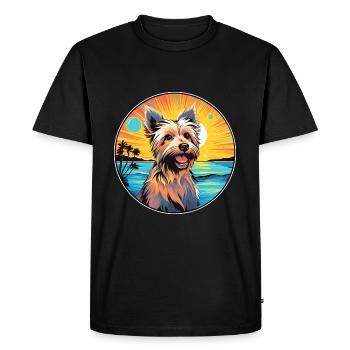 Terrier soyeux australien race de chien Cartoo coloré - T-shirt Premium bio Homme - noir - Devant - Nico (187cm)