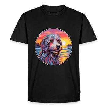 Bergamasco Dog Breed Colorful Cartoon Watercolor - Men's Premium Organic T-Shirt - black - Front - Nico (187cm)