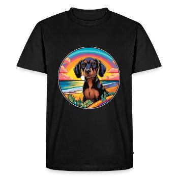 Teckel chien race coloré dessin animé aquarelle - T-shirt Premium bio Homme - noir - Devant - Nico (187cm)