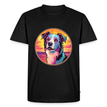 Race de chien de berger d’Asie centrale Dessin animé coloré - T-shirt Premium bio Homme - noir - Devant - Nico (187cm)