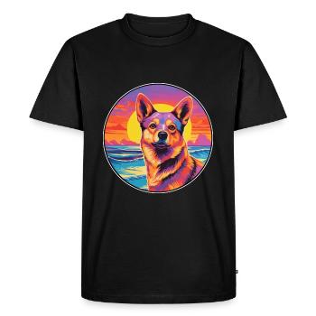 Dingo Dog Breed Coloré Cartoon Aquarelle - T-shirt Premium bio Homme - noir - Devant - Nico (187cm)