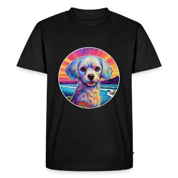 Chinese Imperial Dog Breed Colorful Cartoon Waterc - Men's Premium Organic T-Shirt - black - Front - Nico (187cm)