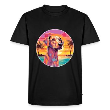 Cretan Hound Dog Breed Colorful Cartoon Watercolor - Men's Premium Organic T-Shirt - black - Front - Nico (187cm)