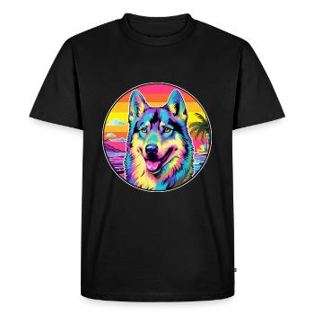 Chien-loup tchécoslovaque race de chien dessin animé coloré - T-shirt Premium bio Homme - noir - Devant - Nico (187cm)