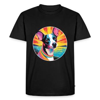 Decker Rat Terrier Dog Breed Colorful Cartoon Wate - Men's Premium Organic T-Shirt - black - Front - Nico (187cm)