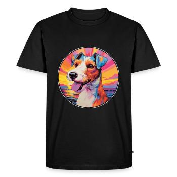 Fox Terrier Lisse Chien Race Coloré Dessin Animé Wate - T-shirt Premium bio Homme - noir - Devant - Nico (187cm)