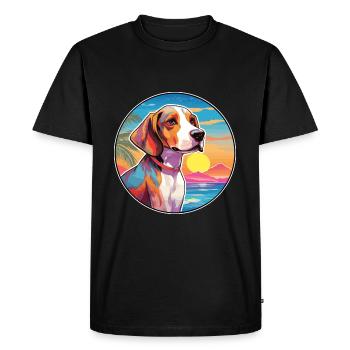 English Foxhound Dog Breed Colorful Cartoon Waterc - Men's Premium Organic T-Shirt - black - Front - Nico (187cm)