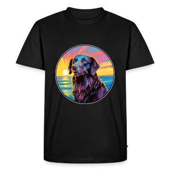 Flat Coated Retriever Dog Breed Colorful Cartoon W - Men's Premium Organic T-Shirt - black - Front - Nico (187cm)