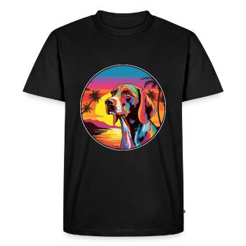 French Gascony Pointer Dog Breed Colorful Cartoon - Men's Premium Organic T-Shirt - black - Front - Nico (187cm)