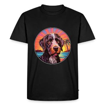 Chien d’arrêt allemand à poil dur race colorée Carto - T-shirt Premium bio Homme - noir - Devant - Nico (187cm)