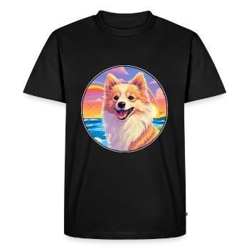 Spitz allemand chien race coloré dessin animé aquarelle - T-shirt Premium bio Homme - noir - Devant - Nico (187cm)