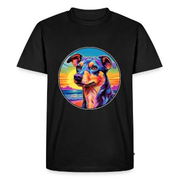 Hare Indian Dog Breed Colorful Cartoon Watercolor - Men's Premium Organic T-Shirt - black - Front - Nico (187cm)