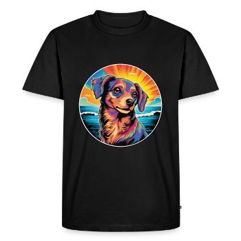 Italien Volpino Chien Race Coloré Cartoon Waterco - T-shirt Premium bio Homme - noir - Devant - Nico (187cm)