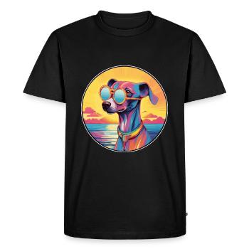 Lévrier italien chien race coloré dessin animé eau - T-shirt Premium bio Homme - noir - Devant - Nico (187cm)
