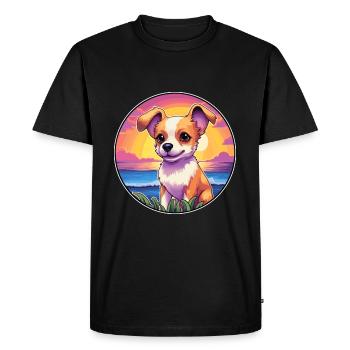 Lundehund chien race coloré dessin animé aquarelle - T-shirt Premium bio Homme - noir - Devant - Nico (187cm)