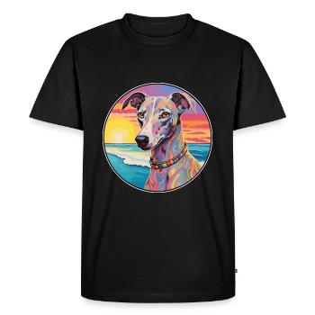 Lurcher Chien Race Coloré Dessin Animé Aquarelle - T-shirt Premium bio Homme - noir - Devant - Nico (187cm)