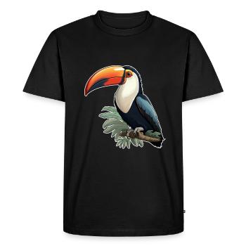 Toucan Oiseau exotique - T-shirt Premium bio Homme - noir - Devant - Nico (187cm)
