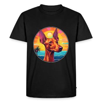 Pharaoh Hound Dog Breed Colorful Cartoon Watercolo - Men's Premium Organic T-Shirt - black - Front - Nico (187cm)