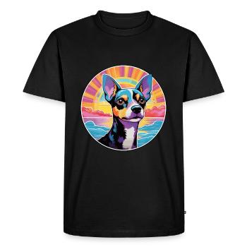 Rat Terrier Dog Breed Colorful Cartoon Watercolor - Men's Premium Organic T-Shirt - black - Front - Nico (187cm)