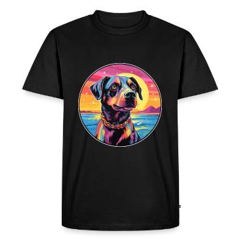 Schweizer Laufhund Dog Breed Colorful Cartoon Wate - Men's Premium Organic T-Shirt - black - Front - Nico (187cm)