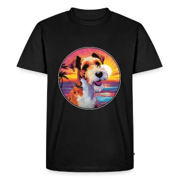 Fil Fox Terrier Chien Race Coloré Cartoon Waterc - T-shirt Premium bio Homme - noir - Devant - Nico (187cm)