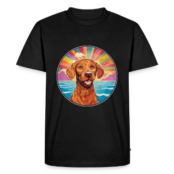 Wirehaired Vizsla Dog Breed Colorful Cartoon Water - Men's Premium Organic T-Shirt - black - Front - Nico (187cm)