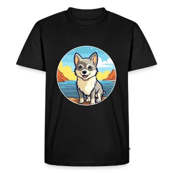 Alaskan Klee Kai Dog Breed Cartoon Kawaii Clipart - Men's Premium Organic T-Shirt - black - Front - Nico (187cm)
