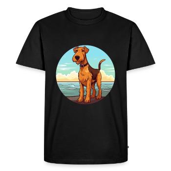 Airedale Terrier chien race Cartoon Kawaii Clipart - T-shirt Premium bio Homme - noir - Devant - Nico (187cm)
