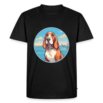 Basset Bleu De Gascogne Race De Chien Cartoon Kawaii - T-shirt Premium bio Homme - noir - Devant - Nico (187cm)